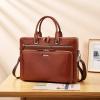 imageBOSTANTEN Briefcases for Men Leather Laptop Bag 156 inch Computer Messenger Shoulder Slim Bag Buisness Travel Work CaseAbrown