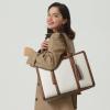 imageBOSTANTEN Laptop Tote Bag for Women Work Bag Professional 156 inch Leather Briefcase Business Office Purse Shoulder BagBeige With Brown