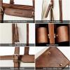 imageBOSTANTEN Laptop Tote Bag for Women Work Bag Professional 156 inch Leather Briefcase Business Office Purse Shoulder BagBeige With Brown