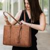 imageBOSTANTEN Laptop Tote Bag for Women Work Bag Professional 156 inch Leather Briefcase Business Office Purse Shoulder BagBrown