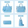 imageBOSTANTEN Large Duffle Bag for Travel Gym Bag for Women Weekender Bag with Shoe Compartment Waterproof Duffel Bag with Trolley Sleeve Mummy Hospital BagZBlue