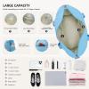 imageBOSTANTEN Large Duffle Bag for Travel Gym Bag for Women Weekender Bag with Shoe Compartment Waterproof Duffel Bag with Trolley Sleeve Mummy Hospital BagZBlue