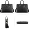 imageBOSTANTEN Leather Lawyers Briefcase Laptop Business Slim Bags for Men ampamp WomenBlack Medium