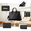 imageBOSTANTEN Leather Lawyers Briefcase Laptop Business Slim Bags for Men ampamp WomenBlack Medium