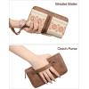 imageBOSTANTEN Wallets for Women Leather RFID Double Zipper Around Credit Card Holder Large Capacity Wristlet Clutch WalletApricotbrown Floral