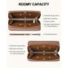 imageBOSTANTEN Wallets for Women Leather RFID Double Zipper Around Credit Card Holder Large Capacity Wristlet Clutch WalletApricotbrown Floral