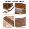 imageBOSTANTEN Wallets for Women Leather RFID Double Zipper Around Credit Card Holder Large Capacity Wristlet Clutch WalletApricotbrown Floral