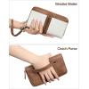 imageBOSTANTEN Wallets for Women Leather RFID Double Zipper Around Credit Card Holder Large Capacity Wristlet Clutch WalletBeigebrown