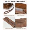 imageBOSTANTEN Wallets for Women Leather RFID Double Zipper Around Credit Card Holder Large Capacity Wristlet Clutch WalletBeigebrown