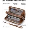 imageBOSTANTEN Wallets for Women Leather RFID Double Zipper Around Credit Card Holder Large Capacity Wristlet Clutch WalletBlackbrown