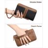 imageBOSTANTEN Wallets for Women Leather RFID Double Zipper Around Credit Card Holder Large Capacity Wristlet Clutch WalletBlackbrown
