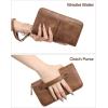 imageBOSTANTEN Wallets for Women Leather RFID Double Zipper Around Credit Card Holder Large Capacity Wristlet Clutch WalletBrown