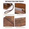 imageBOSTANTEN Wallets for Women Leather RFID Double Zipper Around Credit Card Holder Large Capacity Wristlet Clutch WalletBrown