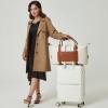 imageBOSTANTEN Weekender Bags for Women Leather Duffle Bag for Travel Overnight Duffel Carry on Large Tote with Trolley Sleeve and Luggage TagBeigeBrown