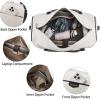 imageBOSTANTEN Weekender Bags for Women Leather Duffle Bag for Travel Overnight Duffel Carry on Large Tote with Trolley Sleeve and Luggage TagWhite  Black