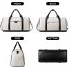 imageBOSTANTEN Weekender Bags for Women Leather Duffle Bag for Travel Overnight Duffel Carry on Large Tote with Trolley Sleeve and Luggage TagWhite  Black