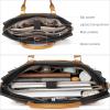 imageBOSTANTEN Womens Briefcase Leather Laptop Bag for Women 156 inch Computer Bag Messenger Business Work ToteBeige With Black