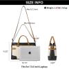 imageBOSTANTEN Womens Briefcase Leather Laptop Bag for Women 156 inch Computer Bag Messenger Business Work ToteBeige With Black