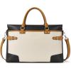 imageBOSTANTEN Womens Briefcase Leather Laptop Bag for Women 156 inch Computer Bag Messenger Business Work ToteBeige With Black