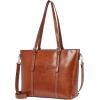 imageBOSTANTEN Womens Leather Laptop Tote Office Shoulder Handbag Vintage Briefcase 156 inch Computer Work PurseAbrown