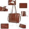 imageBOSTANTEN Womens Leather Laptop Tote Office Shoulder Handbag Vintage Briefcase 156 inch Computer Work PurseBcoffee