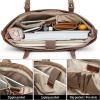 imageBOSTANTEN Womens Leather Laptop Tote Office Shoulder Handbag Vintage Briefcase 156 inch Computer Work PurseBcoffee