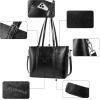 imageBOSTANTEN Womens Leather Laptop Tote Office Shoulder Handbag Vintage Briefcase 156 inch Computer Work PurseCblack