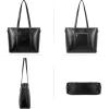 imageBOSTANTEN Womens Leather Laptop Tote Office Shoulder Handbag Vintage Briefcase 156 inch Computer Work PurseCblack