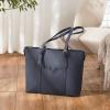 imageBOSTANTEN Womens Leather Laptop Tote Office Shoulder Handbag Vintage Briefcase 156 inch Computer Work PurseJcross Pattern Blue