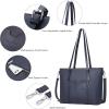 imageBOSTANTEN Womens Leather Laptop Tote Office Shoulder Handbag Vintage Briefcase 156 inch Computer Work PurseJcross Pattern Blue