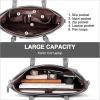 imageBOSTANTEN Womens Leather Laptop Tote Office Shoulder Handbag Vintage Briefcase 156 inch Computer Work PurseLcross Pattern Gray