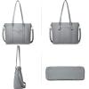 imageBOSTANTEN Womens Leather Laptop Tote Office Shoulder Handbag Vintage Briefcase 156 inch Computer Work PurseLcross Pattern Gray