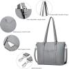 imageBOSTANTEN Womens Leather Laptop Tote Office Shoulder Handbag Vintage Briefcase 156 inch Computer Work PurseLcross Pattern Gray