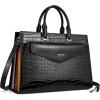 imageBOSTANTEN Briefcase for Women Laptop Tote 156 Inch Genuine Leather Handbag Work Bag BeigeFcrocodile Pattern Black