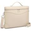 imageBOSTANTEN Laptop Bag for Women Work Tote Bag Leather Briefcase Messenger Bag for Bussiness Trip Fit for MacBookPro 16 InchBeige