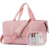 imageBOSTANTEN Large Duffle Bag for Travel Gym Bag for Women Weekender Bag with Shoe Compartment Waterproof Duffel Bag with Trolley Sleeve Mummy Hospital BagZPink