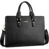 imageBOSTANTEN Leather Lawyers Briefcase Laptop Business Slim Bags for Men ampamp WomenBlack Medium