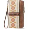 imageBOSTANTEN Wallets for Women Leather RFID Double Zipper Around Credit Card Holder Large Capacity Wristlet Clutch WalletApricotbrown Floral