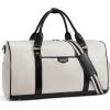 imageBOSTANTEN Weekender Bags for Women Leather Duffle Bag for Travel Overnight Duffel Carry on Large Tote with Trolley Sleeve and Luggage TagWhite  Black