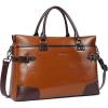 imageBOSTANTEN Womens Briefcase Leather Laptop Bag for Women 156 inch Computer Bag Messenger Business Work ToteBrown