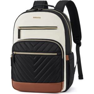imageBOSTANTEN 156 Inch Laptop Backpack for Women College Teacher Computer Bag Travel Backpack Purse BrownBlackBrownblack