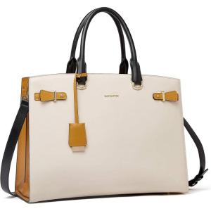 imageBOSTANTEN Briefcase for Women 156 Inch Genuine Leather Laptop Briefcase Shoulder Work Tote Bag PurseAbeige