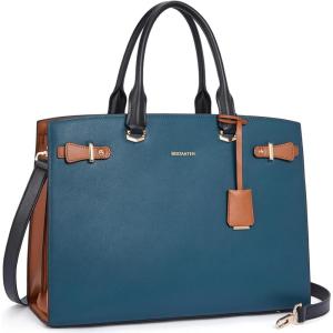 imageBOSTANTEN Briefcase for Women 156 Inch Genuine Leather Laptop Briefcase Shoulder Work Tote Bag PurseDblue