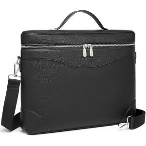 imageBOSTANTEN Laptop Bag for Women Work Tote Bag Leather Briefcase Messenger Bag for Bussiness Trip Fit for MacBookPro 16 InchBlack
