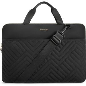 imageBOSTANTEN Laptop Sleeve 156 Inch Puffy Padded Laptop Bag Protective Case Water Resistant Compatible with MacBook Pro 16 InchCBlackwith handle