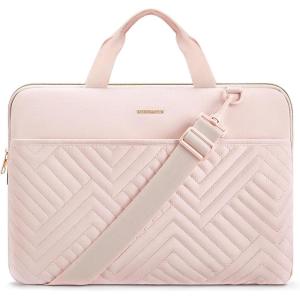 imageBOSTANTEN Laptop Sleeve 156 Inch Puffy Padded Laptop Bag Protective Case Water Resistant Compatible with MacBook Pro 16 InchCpinkwith Handle