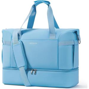 imageBOSTANTEN Large Duffle Bag for Travel Gym Bag for Women Weekender Bag with Shoe Compartment Waterproof Duffel Bag with Trolley Sleeve Mummy Hospital BagZBlue