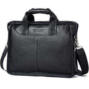 imageBOSTANTEN Leather Briefcase Handbag Messenger Business Bags for MenMedium Black