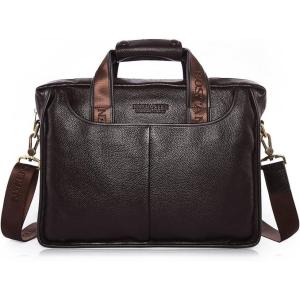 imageBOSTANTEN Leather Briefcase Handbag Messenger Business Bags for MenSmall Brown