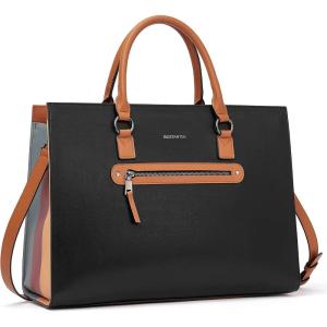 imageBOSTANTEN Leather Laptop Briefcase for Women Shoulder Bag 156 Inch Business Computer Work ToteAblack